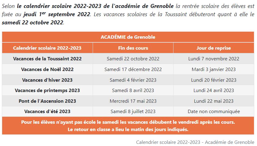 Calendrier Scolaire 2022-2023 | Ecole Primaire De Saint-Marcel-Bel-Accueil